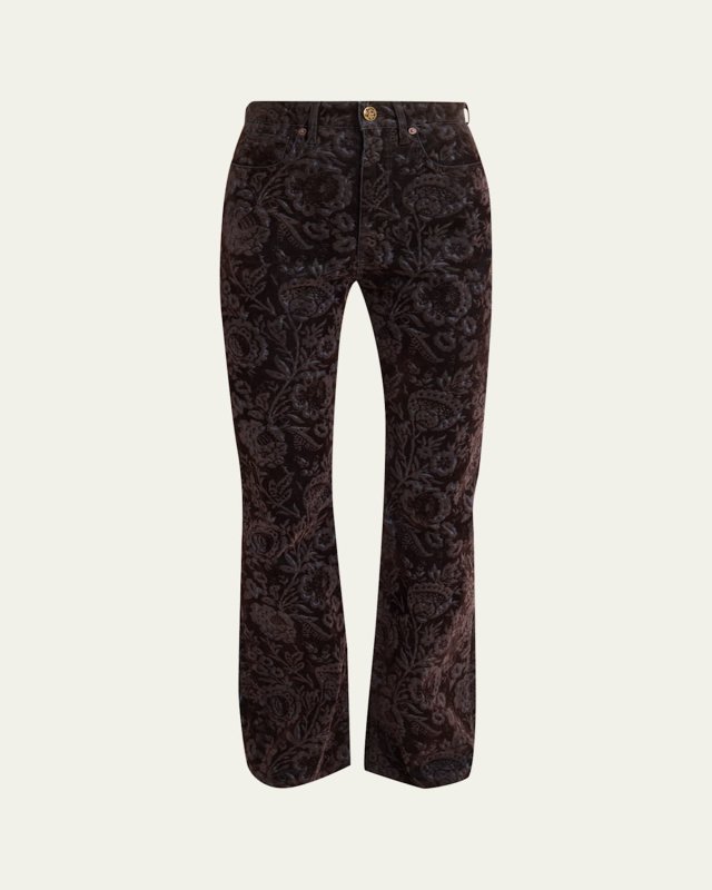 Floral Flocked Bootcut Jeans